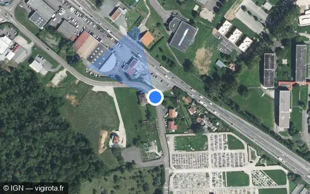 Vue satellite de l'emplacement du radar discriminant à Vesoul