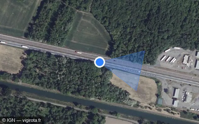 Vue satellite de l'emplacement du radar discriminant à Hallignicourt
