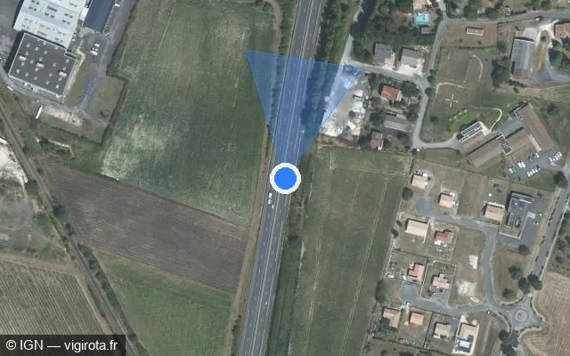Vue satellite de l'emplacement du radar discriminant à Chevanceaux
