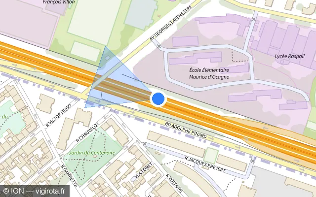 Vue plan de l'emplacement du radar fixe à Montrouge