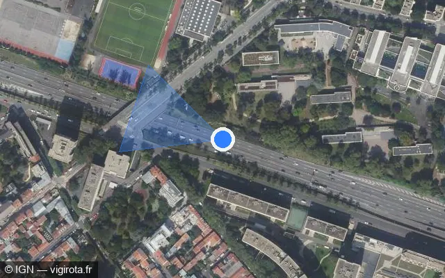 Vue satellite de l'emplacement du radar fixe à Montrouge