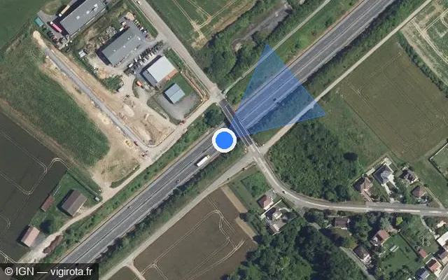 Vue satellite de l'emplacement du radar discriminant à Margny-lès-Compiègne