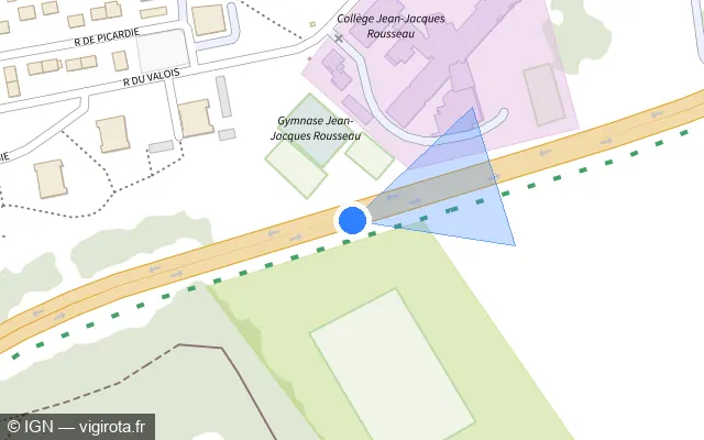 Vue plan de l'emplacement du radar discriminant à Creil
