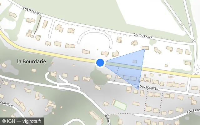 Vue plan de l'emplacement du radar discriminant à Burlats