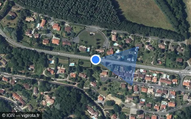 Vue satellite de l'emplacement du radar discriminant à Burlats