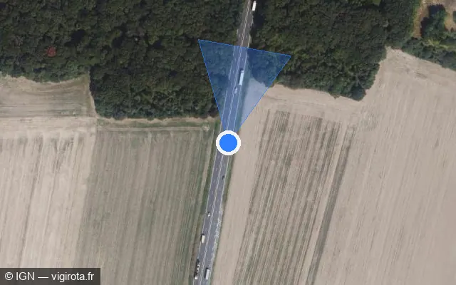Vue satellite de l'emplacement du radar discriminant à Mauchamps