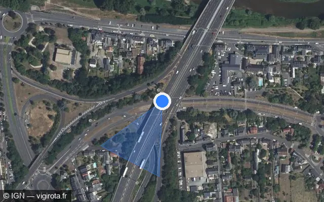 Vue satellite de l'emplacement du radar discriminant à Tours