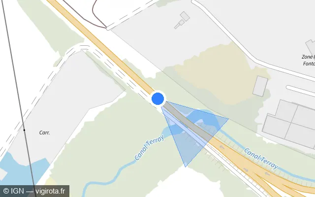 Vue plan de l'emplacement du radar discriminant à Nogent-sur-Seine
