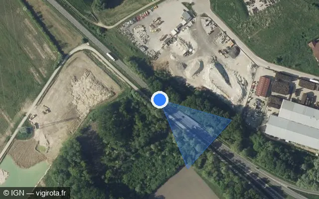 Vue satellite de l'emplacement du radar discriminant à Nogent-sur-Seine
