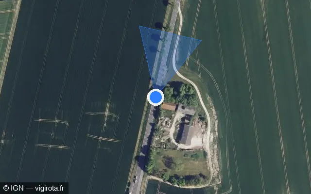 Vue satellite de l'emplacement du radar discriminant à Saint-Étienne-sous-Barbuise