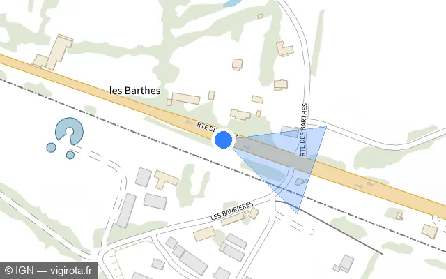 Vue plan de l'emplacement du radar discriminant à Montrozier
