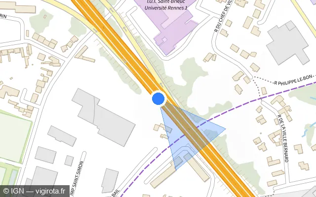 Vue plan de l'emplacement du radar discriminant à Saint-Brieuc