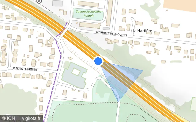 Vue plan de l'emplacement du radar discriminant à Fleury-les-Aubrais