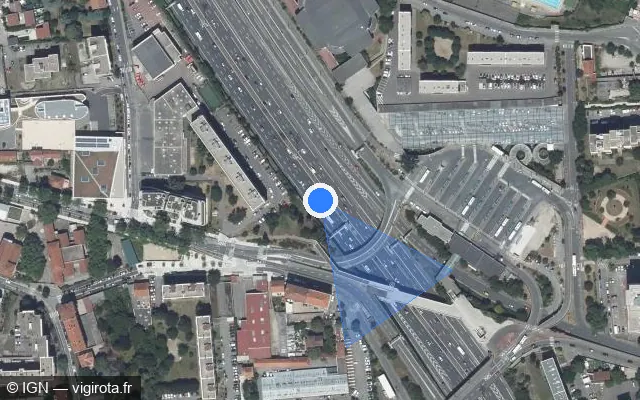 Vue satellite de l'emplacement du radar discriminant à Villeurbanne
