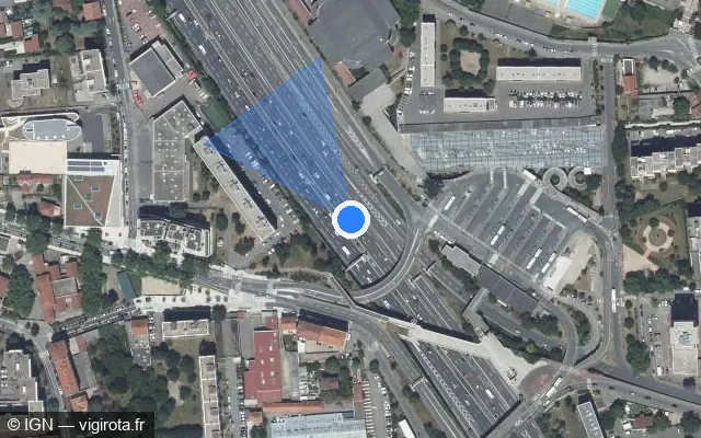 Vue satellite de l'emplacement du radar discriminant à Villeurbanne