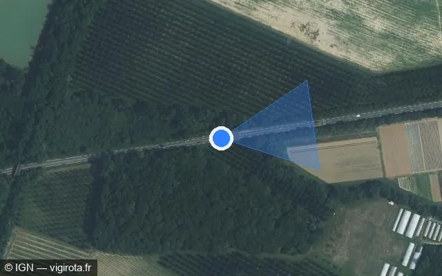Vue satellite de l'emplacement du radar discriminant à Sainte-Christie-d'Armagnac