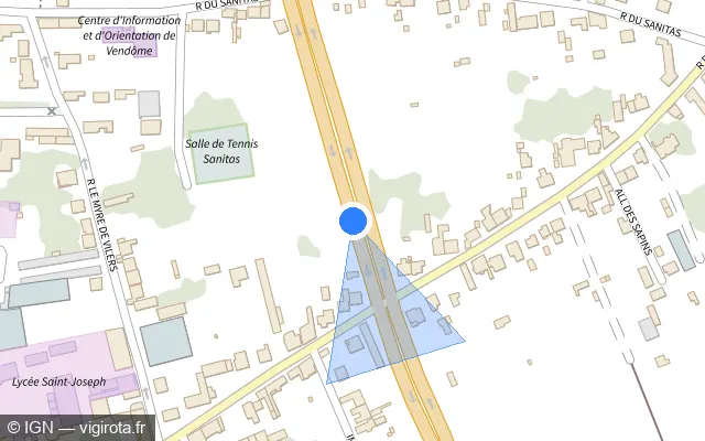Vue plan de l'emplacement du radar discriminant à Vendôme