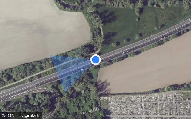 Vue satellite de l'emplacement du radar discriminant à Avranches