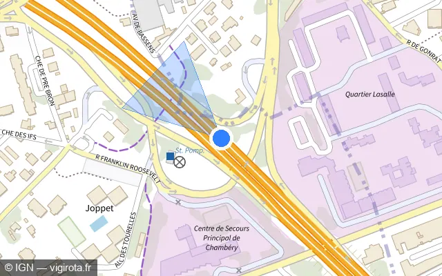 Vue plan de l'emplacement du radar discriminant à Bassens