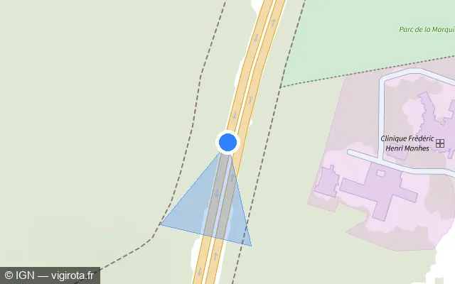 Vue plan de l'emplacement du radar discriminant à Fleury-Mérogis