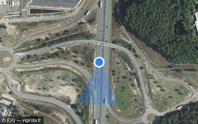 Vue satellite de l'emplacement du radar discriminant à Saint-Geours-de-Maremne