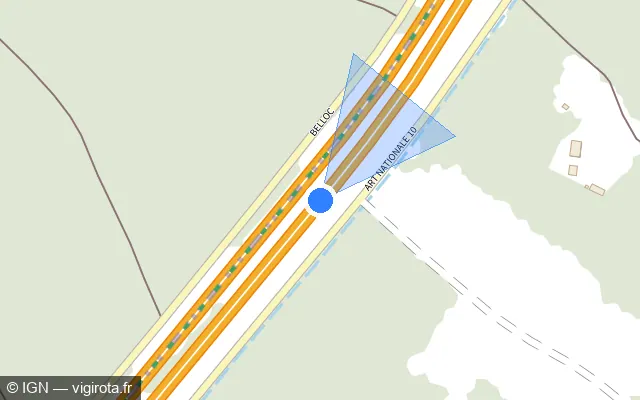 Vue plan de l'emplacement du radar discriminant à Escource