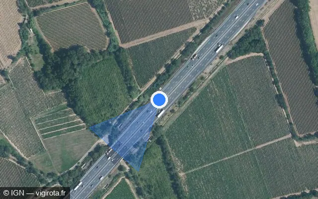 Vue satellite de l'emplacement du radar discriminant à Florensac