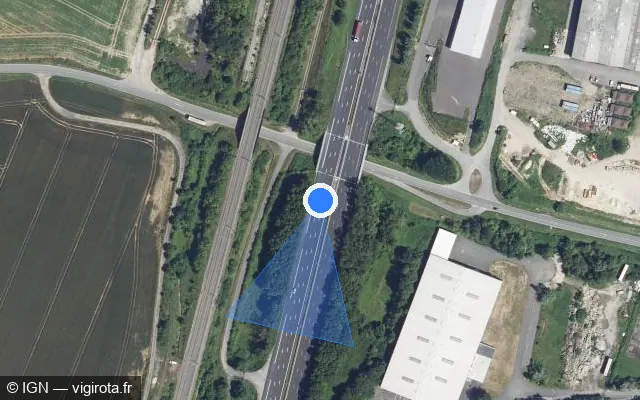 Vue satellite de l'emplacement du radar discriminant à Ressons-sur-Matz
