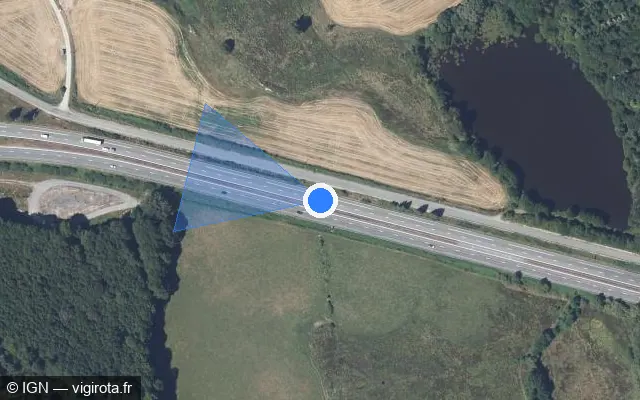 Vue satellite de l'emplacement du radar discriminant à Saint-Vaury