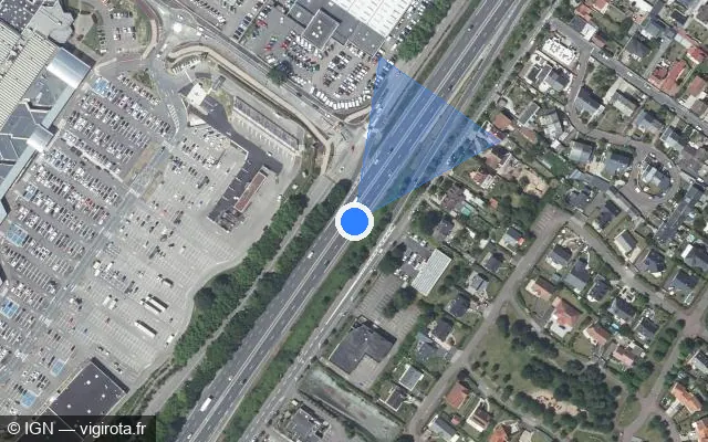 Vue satellite de l'emplacement du radar discriminant à Le Grand-Quevilly