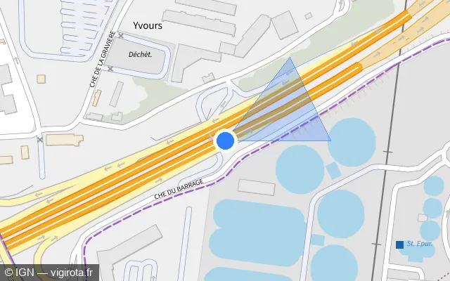 Vue plan de l'emplacement du radar discriminant à Saint-Fons
