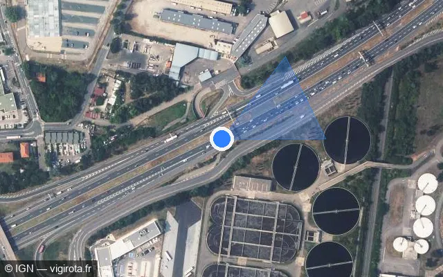 Vue satellite de l'emplacement du radar discriminant à Saint-Fons