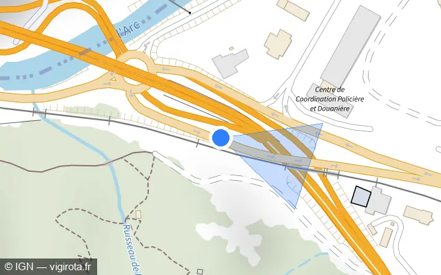 Vue plan de l'emplacement du radar discriminant à Freney