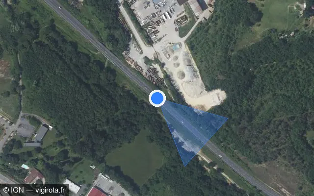 Vue satellite de l'emplacement du radar discriminant à Leboulin