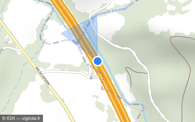 Vue plan de l'emplacement du radar discriminant à Caharet