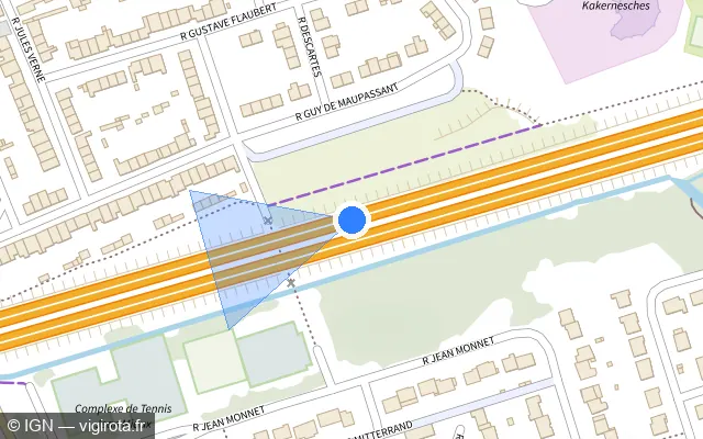 Vue plan de l'emplacement du radar discriminant à Coudekerque-Branche