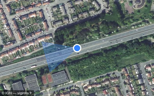 Vue satellite de l'emplacement du radar discriminant à Coudekerque-Branche