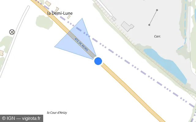 Vue plan de l'emplacement du radar discriminant à Vasseny
