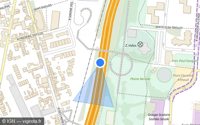 Vue plan de l'emplacement du radar discriminant à Le Petit-Quevilly