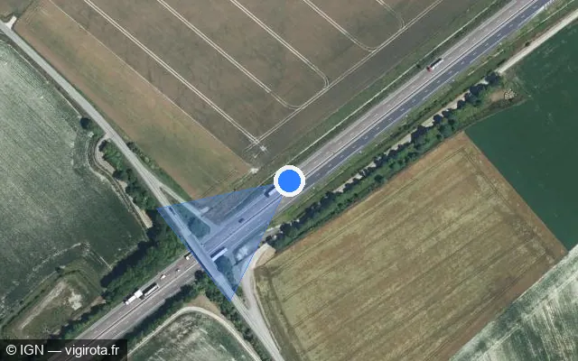 Vue satellite de l'emplacement du radar discriminant à Fesques