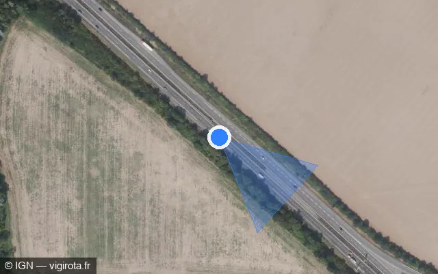 Vue satellite de l'emplacement du radar discriminant à Chauvry