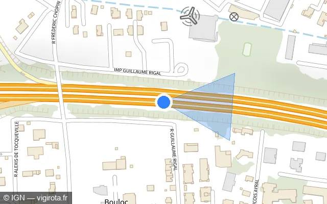 Vue plan de l'emplacement du radar discriminant à L'Union