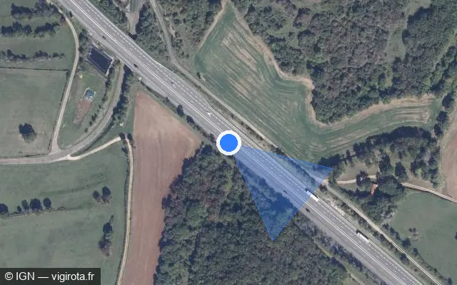 Vue satellite de l'emplacement du radar discriminant à Bessey-en-Chaume