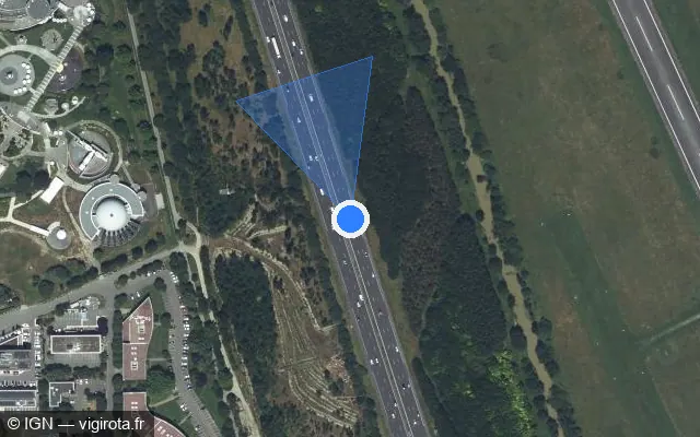Vue satellite de l'emplacement du radar discriminant à Balma