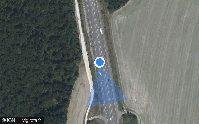 Vue satellite de l'emplacement du radar discriminant à Vernois-lès-Vesvres