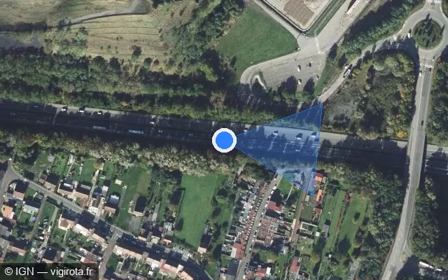 Vue satellite de l'emplacement du radar discriminant à Courcelles-lès-Lens