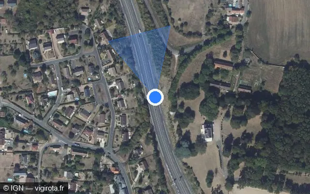 Vue satellite de l'emplacement du radar discriminant à Varennes-Vauzelles