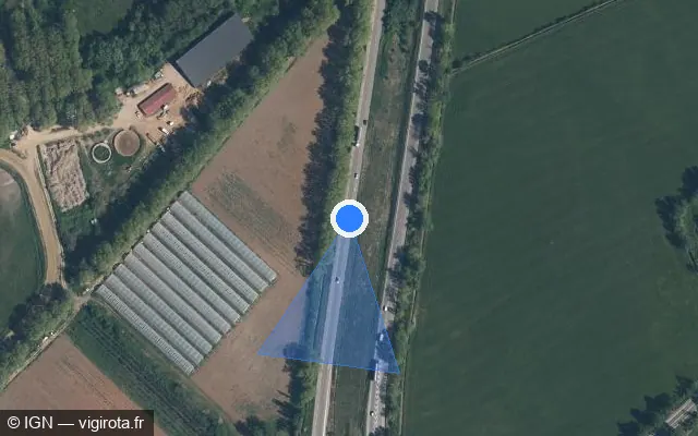 Vue satellite de l'emplacement du radar discriminant à Saint-Martin-de-Crau