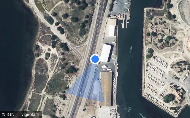 Vue satellite de l'emplacement du radar discriminant à Le Barcarès
