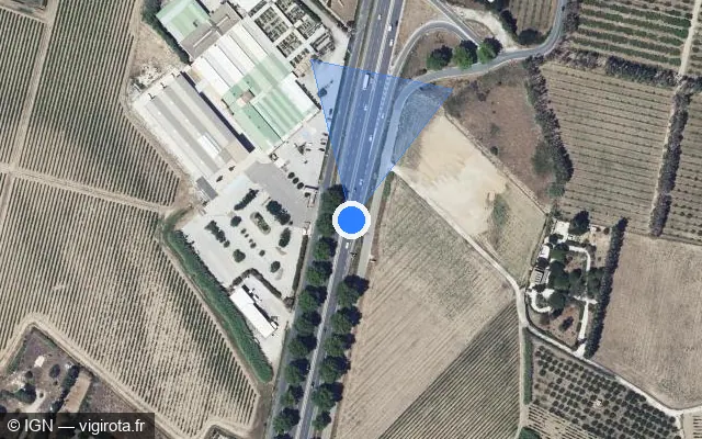 Vue satellite de l'emplacement du radar discriminant à Rivesaltes